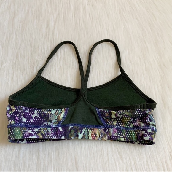 Lululemon Flow Y Bra IV Floral Sport Gator Green - Picture 7 of 13